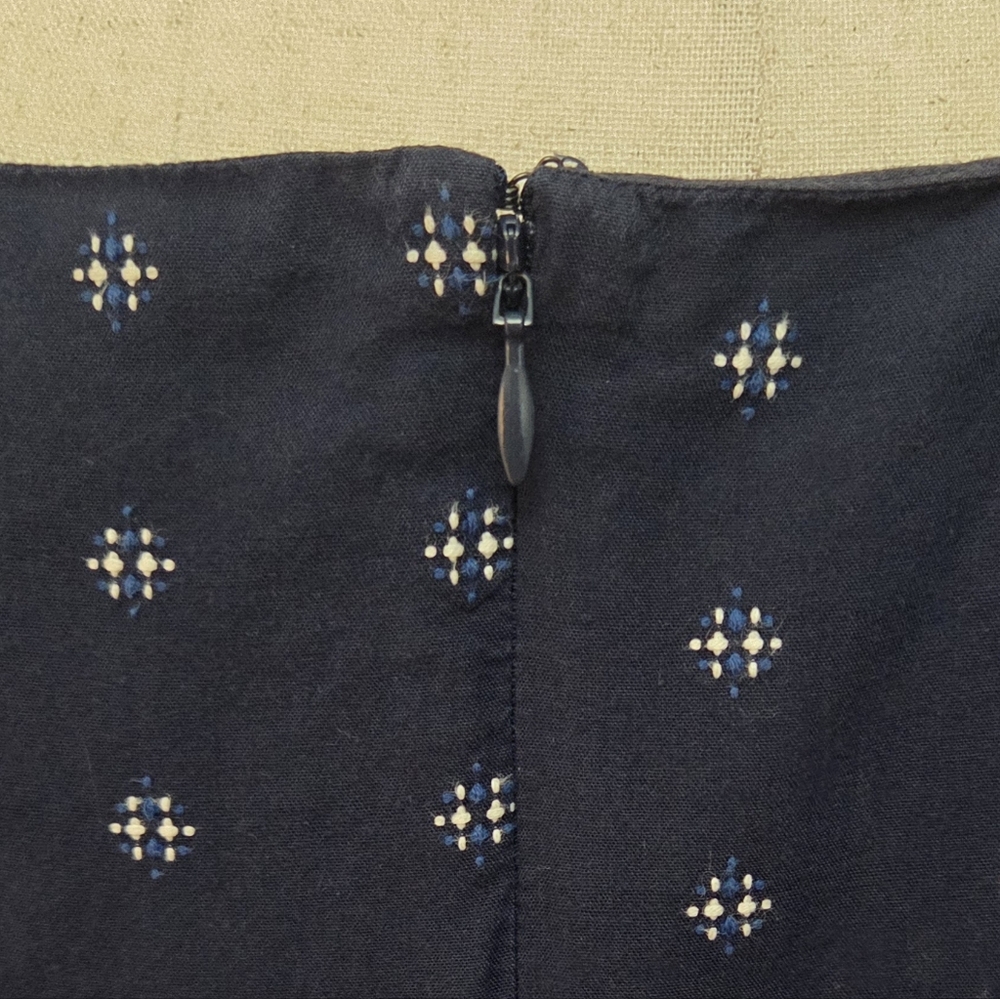 Madewell Navy Cotton Tiered Mini Dress Size 6 Square Neck Puff Sleeve - Picture 7 of 12
